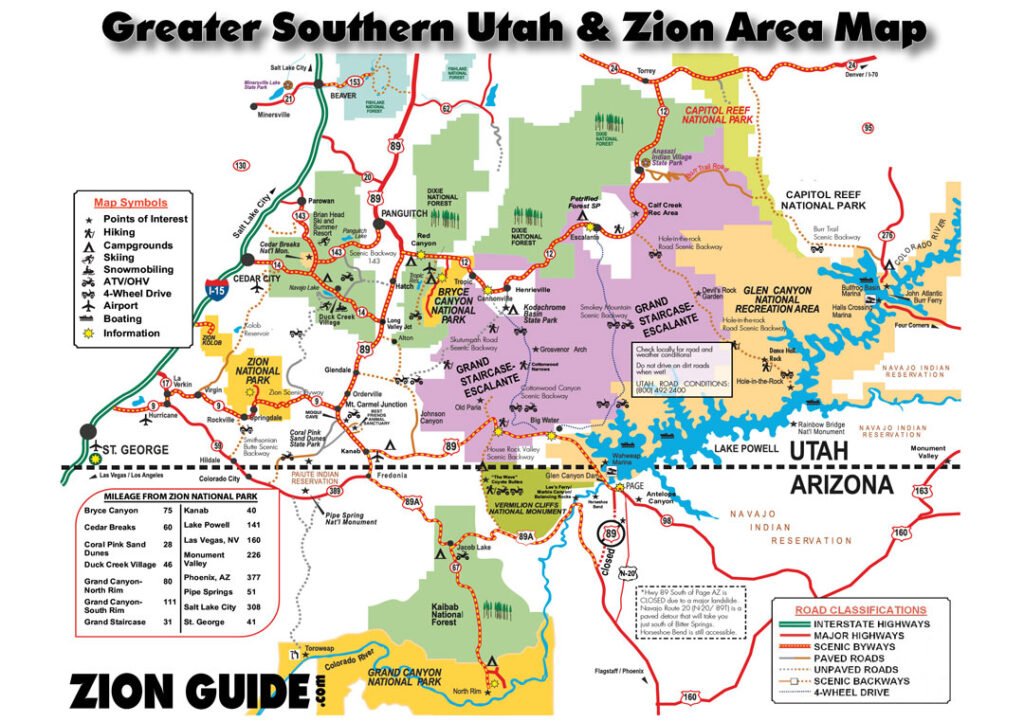 utah map with national parks