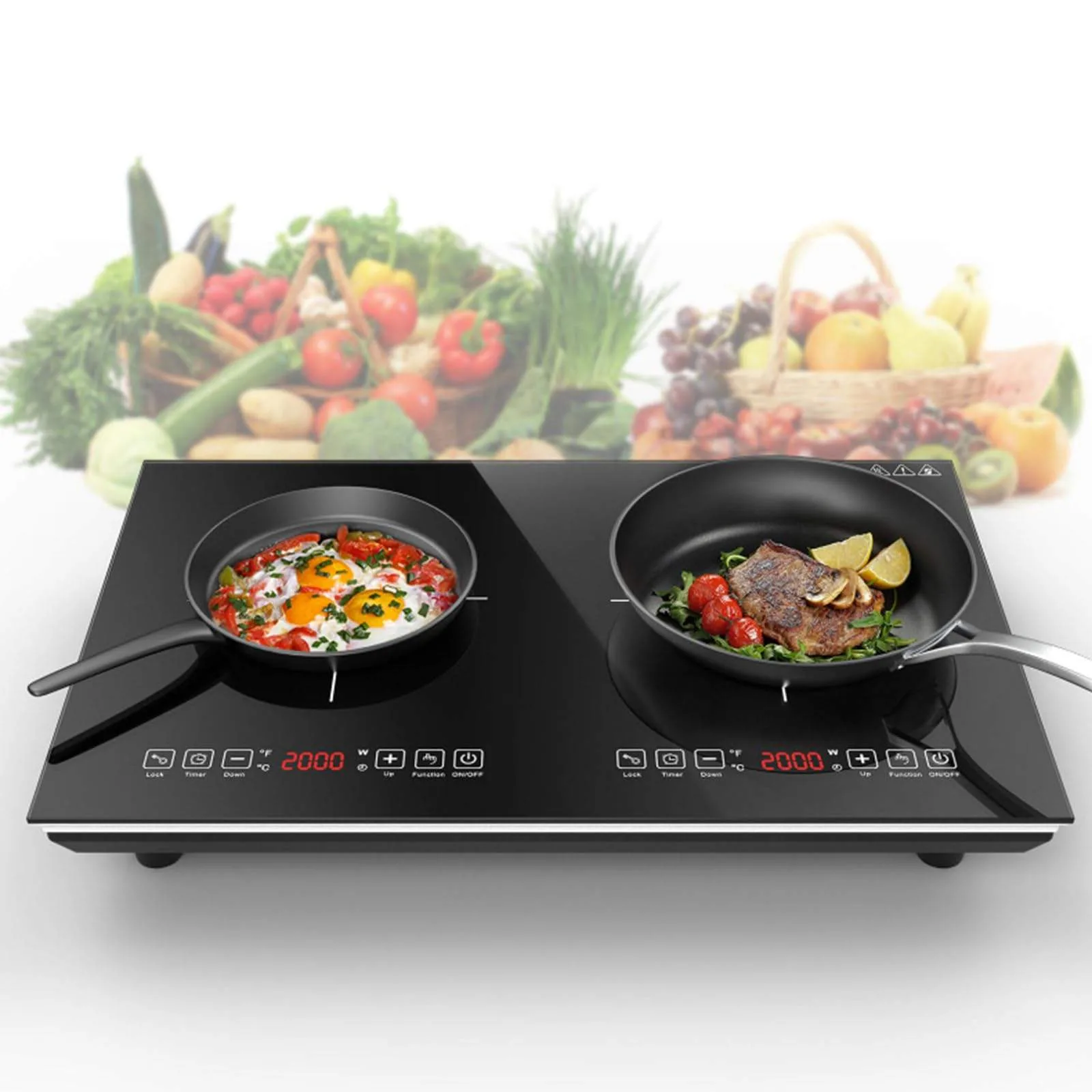 Dual Induction Cooktop with LED Sensor