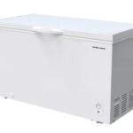 Inside view of the white Hamilton Beach 14 cu ft garage-ready chest freezer with basket